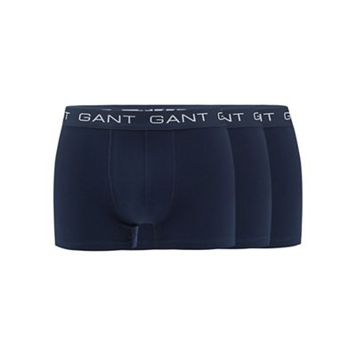 Pack of three navy cotton stretch hipster trunks